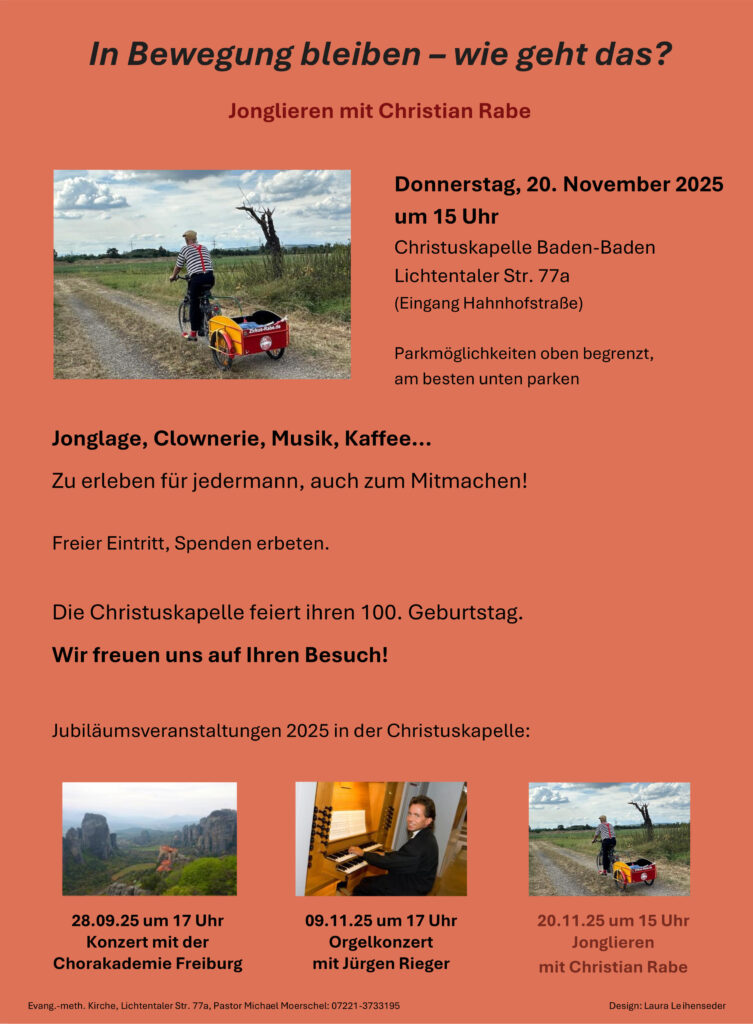 Donnerstag, 20. November, 15.00 Uhr In Bewegung bleiben - Jonglieren mit Christian Rabe