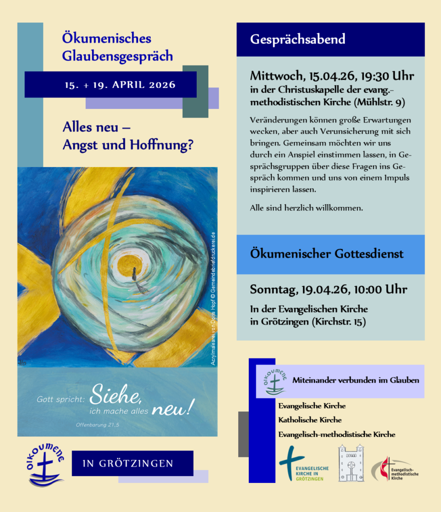 Alles neu – Angst und Hoffnung? Die Grötzinger Ökumene lädt zu Gespräch und Gottesdienst ein. Das Bild zeigt eine stilisierte Erdkugel